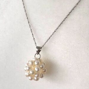 Pearl Cluster Ball Pendant & Sterling Silver Necklace